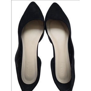 Women's Charlotte Russe Black Suede Pointed Toe Flats US 9 Beige Insole